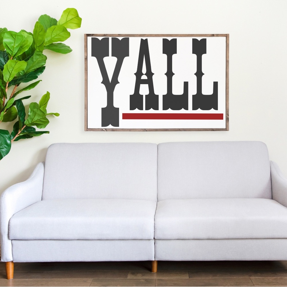 YALL Wood framed sign Western Decor Southwestern Accents Statement Art Ranch